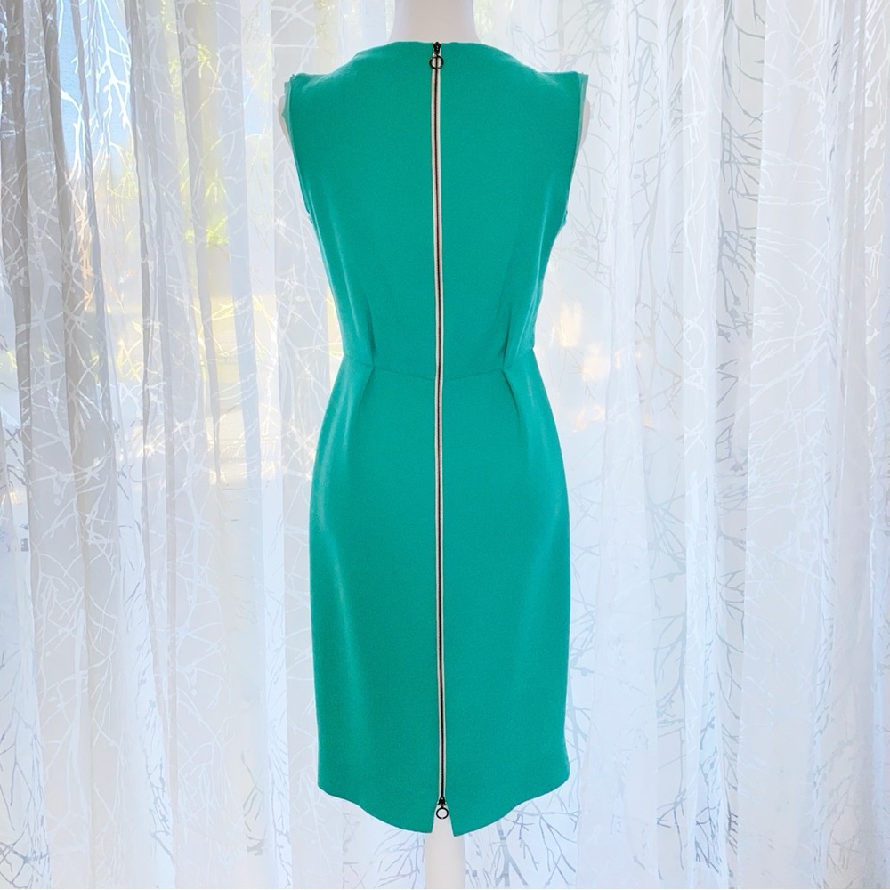 ROKSANDA ILINCIC TEAL GREEN PLEATED BACK ZIPPER SLEEVELESS SHEATH DRESS - Picture 6 of 14
